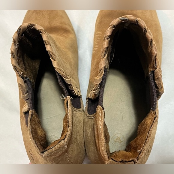 Ariat Women's Tan Brown Leather Wedge Ankle Boots Size 9.5 - Picture 8 of 14